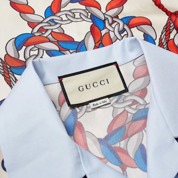 GUCCI PATCH POCKET BOWLING SHIRT LIGHT BLUE - Picture 12 of 16